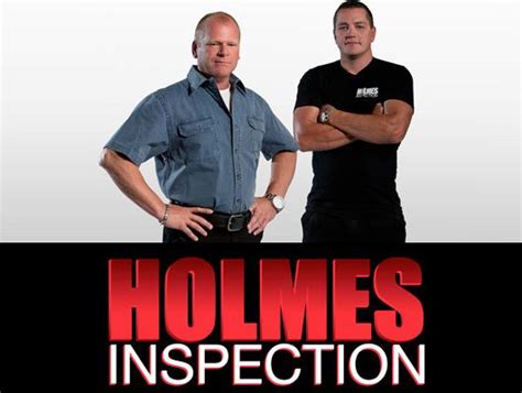 Two Men Standing Next To Each Other With The Words Holmes Inspection On