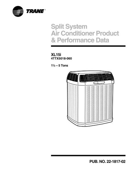 Trane Split System Air Conditioner Product And Performance Data