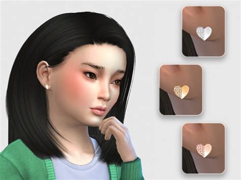 Diamond Stud Heart Earrings For Kids At Giulietta Sims 4