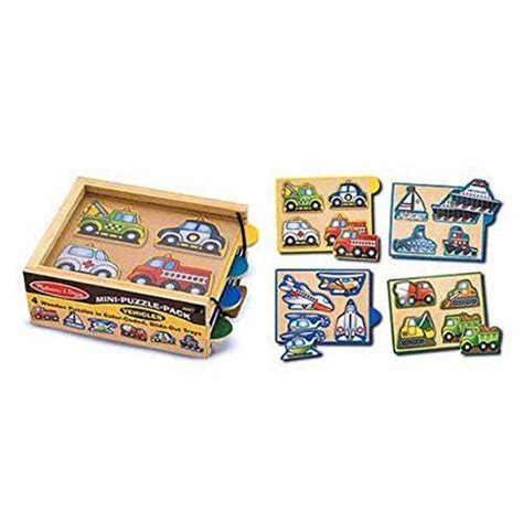 Melissa And Doug Vehicles Wooden Mini Puzzle Set With Storage And Travel
