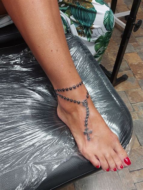 Rosary Ankle Tattoos Rosary Tattoo Wrist Anklet Tattoos For Women