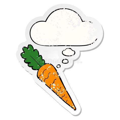 A Creative Cartoon Carrot And Thought Bubble As A Distressed Worn
