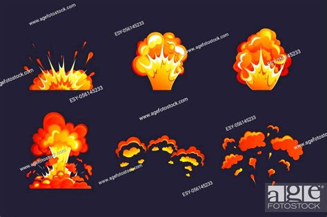 Bomb Explosion And Fire Explosion Cartoon Set Animation For A Game