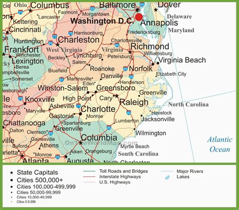 Road Map Of North And South Carolina Secretmuseum
