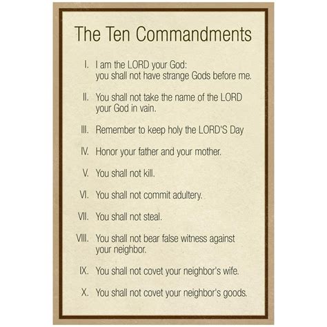 The Ten Commandments Catholic Poster 13x19