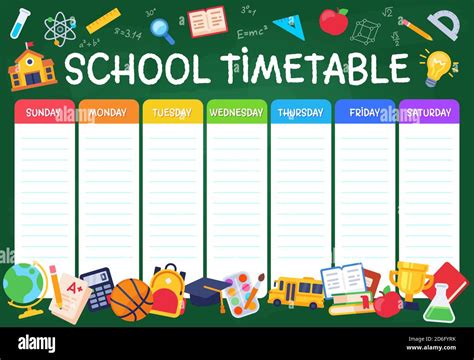 School Timetable Weekly Planner Schedule For Students Pupils With