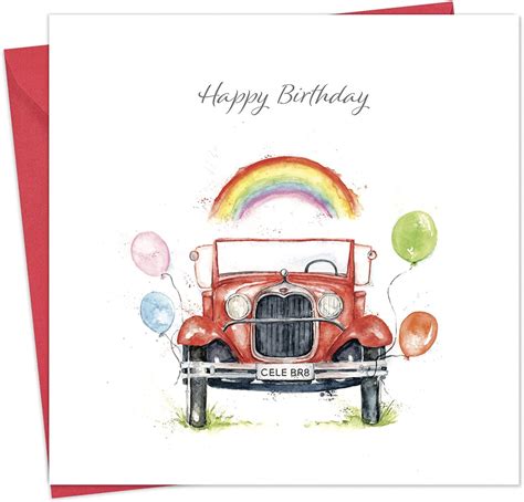 Buy Twizler Birthday Card Vintage Car Happy Birthday Card For Men Or Women Birthday Card For