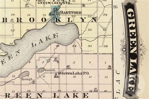 Vintage Green Lake County Wi Mapa 1878 Antiguo Mapa De Etsy