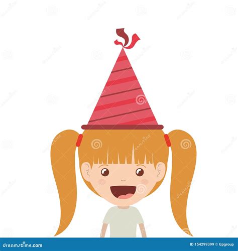 Girl With Party Hat In Birthday Celebration Stock Vector Illustration Of Adorable Confetti