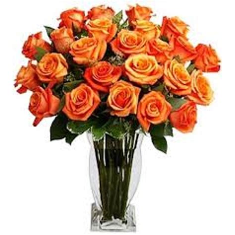 2 Dozen Bright Orange Rose In A Vase Mebane Nc Florist Gallery