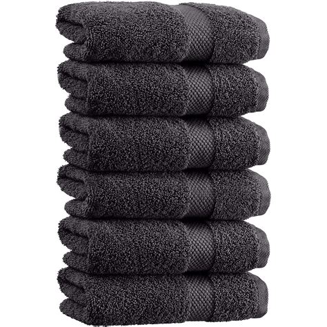 Luxury Black Hand Towels Soft Cotton Absorbent Hotel Towel 6 Pack
