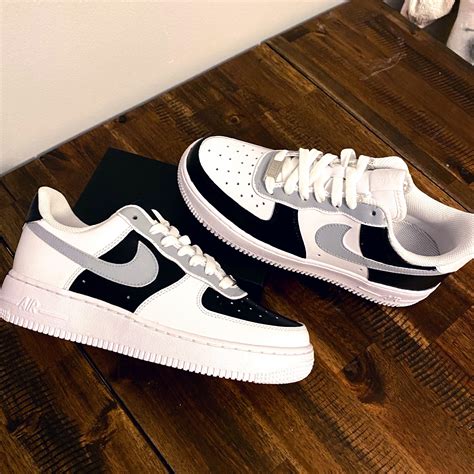 Custom Grey And Black Air Force Ones 107s Mens Womens Etsy