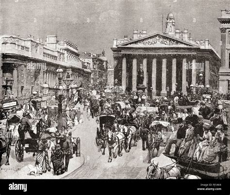 The Bank Of England And Royal Exchange London England Seen Here In
