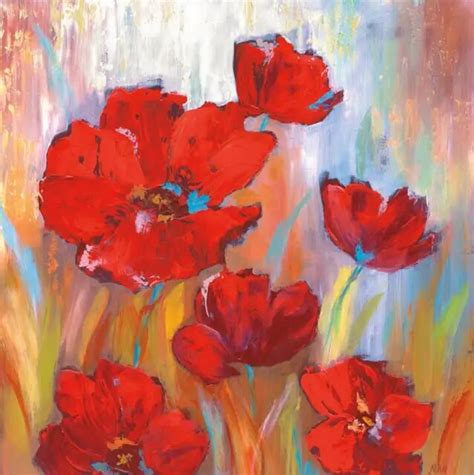 Large Red Abstract Flowers Canvas Paintings On The Wall Modern Flowers