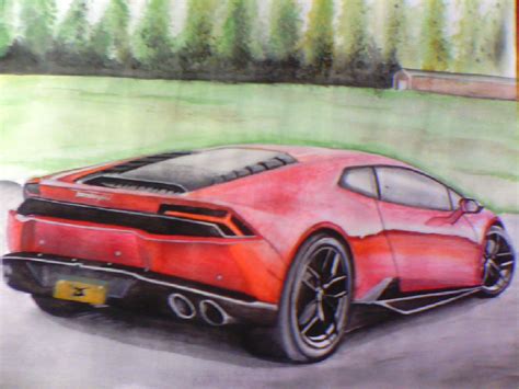 Lamborghini Huracan Watercolour Drawing