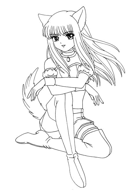 Anime Cat Girl Coloring Pages To Print Coloring Pages For All Ages