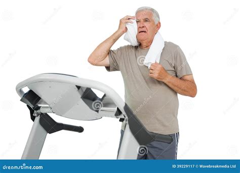 Tired Senior Man Running On A Treadmill Stock Photo Image 39229117