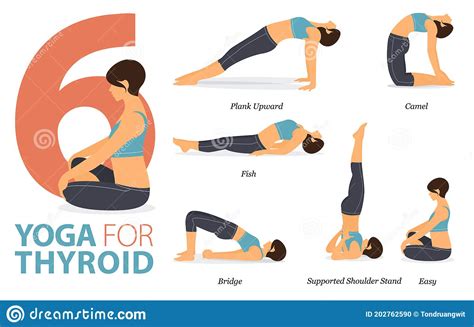 6 Yoga Poses Or Asana Posture For Workout In Yoga For Thyroid Concept
