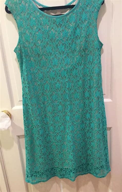 R And M Richards Turquoise Lace Shift Dress Size 14 Ebay