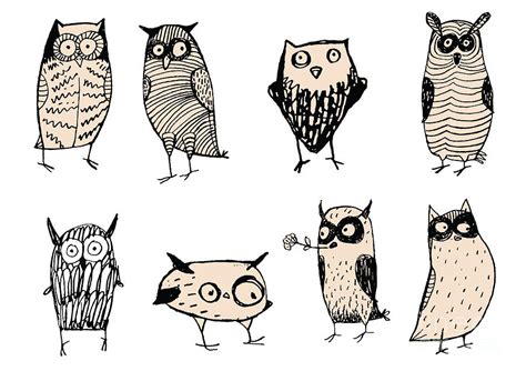 Set Of Cute And Funny Owls Unusual Digital Art By Iralu Fine Art America