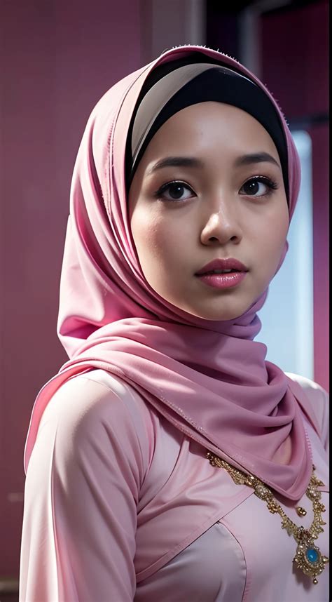 1 malay girl modern plain hijab shy medium portrait watery eyes seaart ai