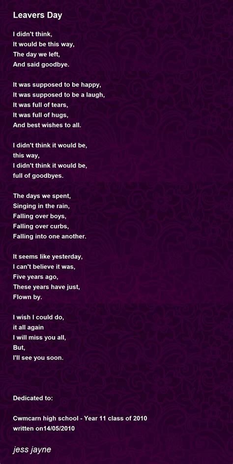 Leavers Poem Poems Leaving School Happy Tears
