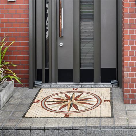 Compass Rose Mosaic Floor Tile Medallion Compass Star Design Handmade