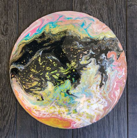 Custom Acrylic Paint Pour Psychedelic Record Art One Of A Etsy