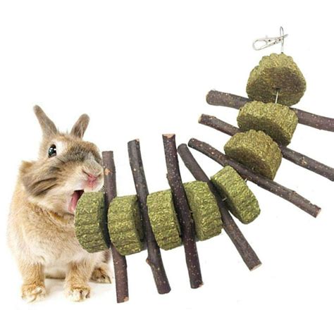 windfall rabbit chew toys bunny hanging toys with timothy apples wood stick and cakes for bunny