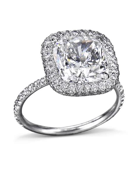 Cushion Cut Diamond Halo And Platinum Ring Turgeon Raine