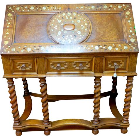 Circa 1890 Ornate Antique Inlaid Drop Front Desk from the-vault on Ruby ...
