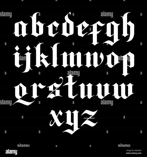 Gothic Calligraphy Alphabet With Strokes