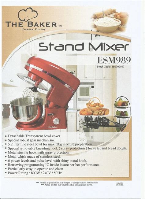 Can't stand mixing all that dough by hand? THE BAKER STAND MIXER ESM 989 - AQU (end 3/30/2019 10:15 AM)