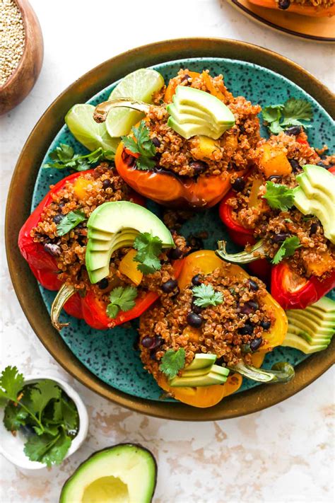 Easy Quinoa Stuffed Peppers Vegan Dishing Out Health