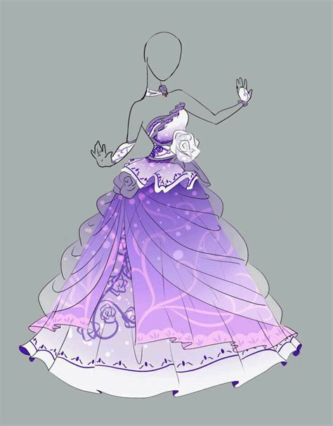 Pink Flower Ballgown Drawings Art Clothes Dress Drawing