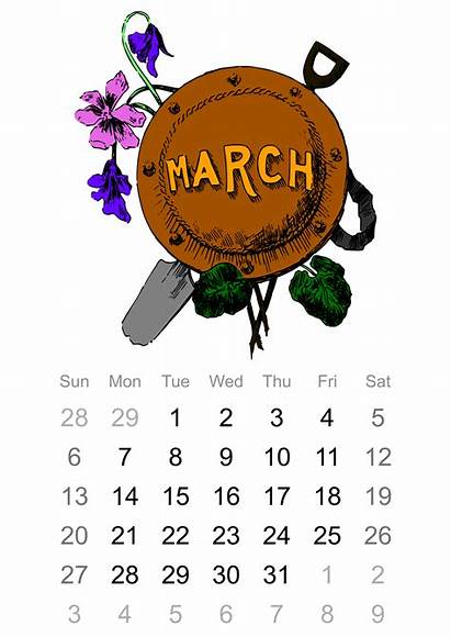 Calendar Clipart March Monthly Library Sign Weekly