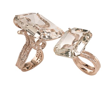 H Stern Iris rings in 18K rosé gold with nude topaz and diamonds