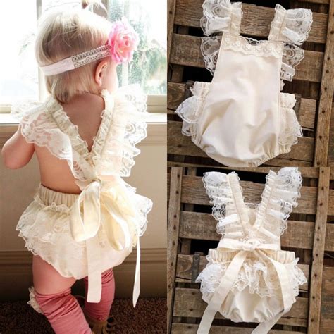 Cute Floral Toddler Baby Girls Romper Sleeveless Cotton Lace Ruffle