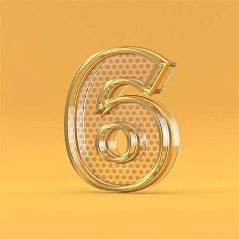 Gold Wire And Glass Font Number 6 Six 3d Stock Illustration