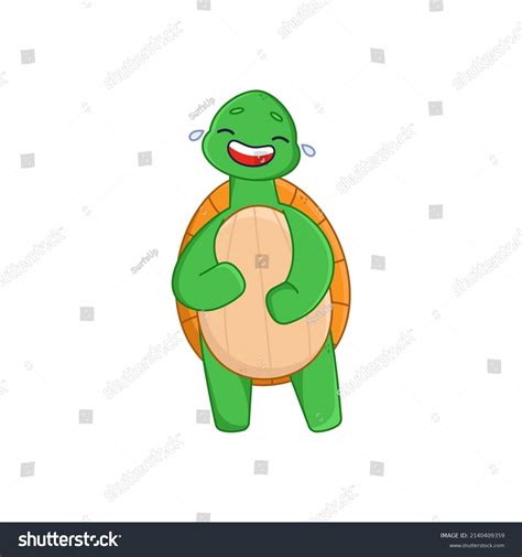 Cute Turtle Cartoon Character Laughing Sticker Stock Vector Royalty