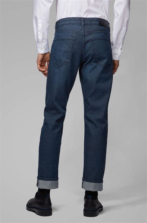 Boss Regular Fit Jeans In Dark Blue Stretch Denim For Men Lyst