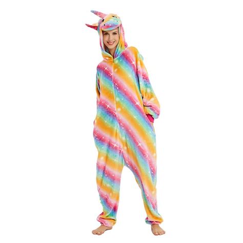 Colorful Rainbow Unicorn Onesie For Adult Animal Kigurumi Pajamas