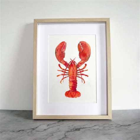 Lobster Print Lobster Art Print Lobster Painting Sea Etsy