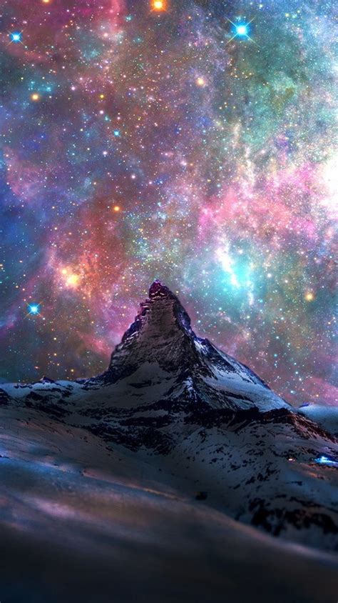 Space Galaxy View From Switzerland Mountains Iphone Wallpaper Iphone