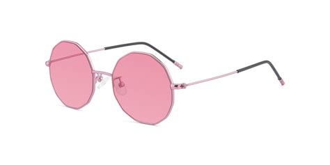 pink hipster thin geometric tinted sunglasses with medium pink sunwear lenses dreamer