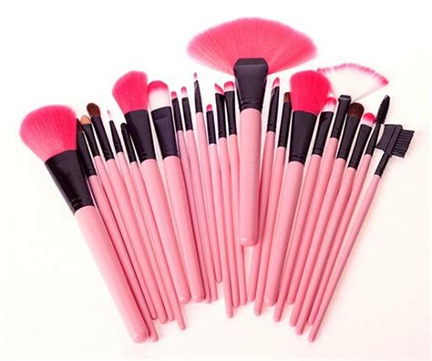24pcs Pink Makeup Brush Set Colour Zone Cosmetics