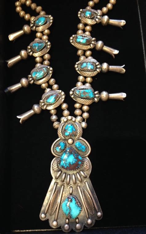 Squash Blossom Necklace Bisbee Turquoise Navajo Handmade One Of A Kind