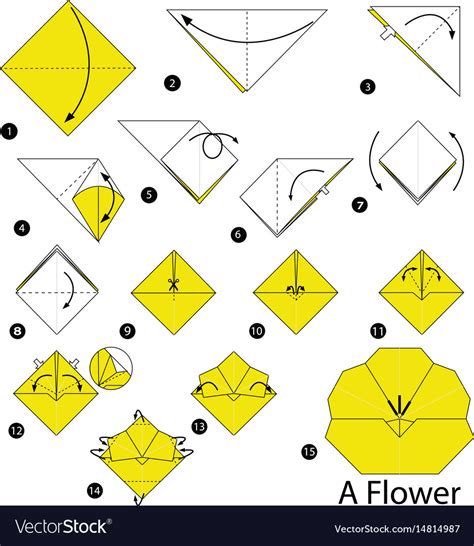 Step Instructions How To Make Origami A Flower Vector Image