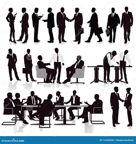 Group Of Managers Stock Vector Illustration Of Monochrome 116326958