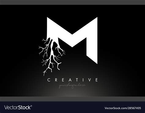 Letter m design logo with creative tree branch m Vector Image gambar png